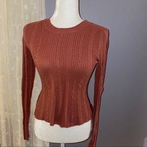 peach cable knit sweater